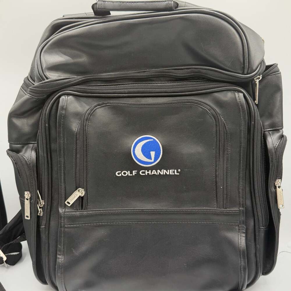 Toppers Golf Channel Black Faux Leather Backpack